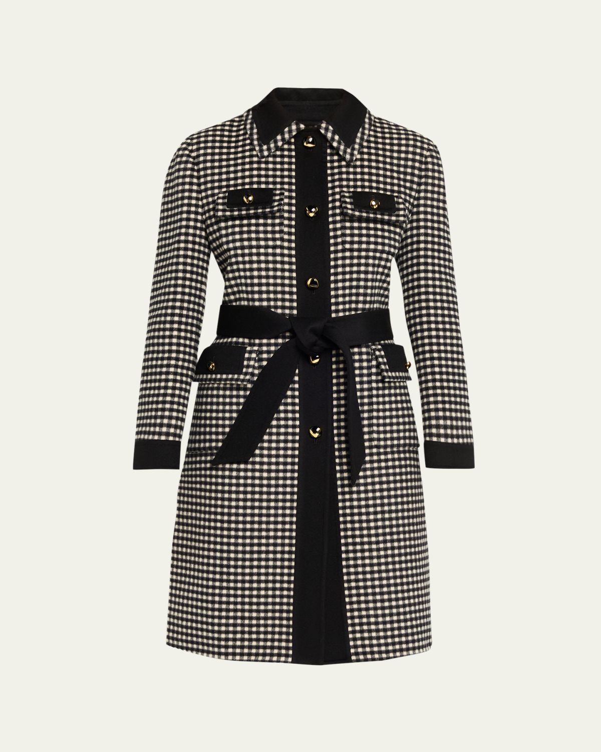 Valentino Garavani Vichy Check Belted Single-Breasted Coat