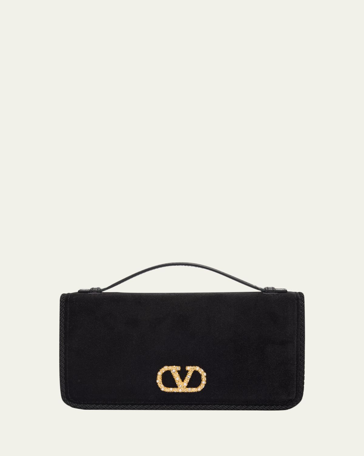 Valentino Garavani VLOGO Signature Suede Wallet with Chain Strap