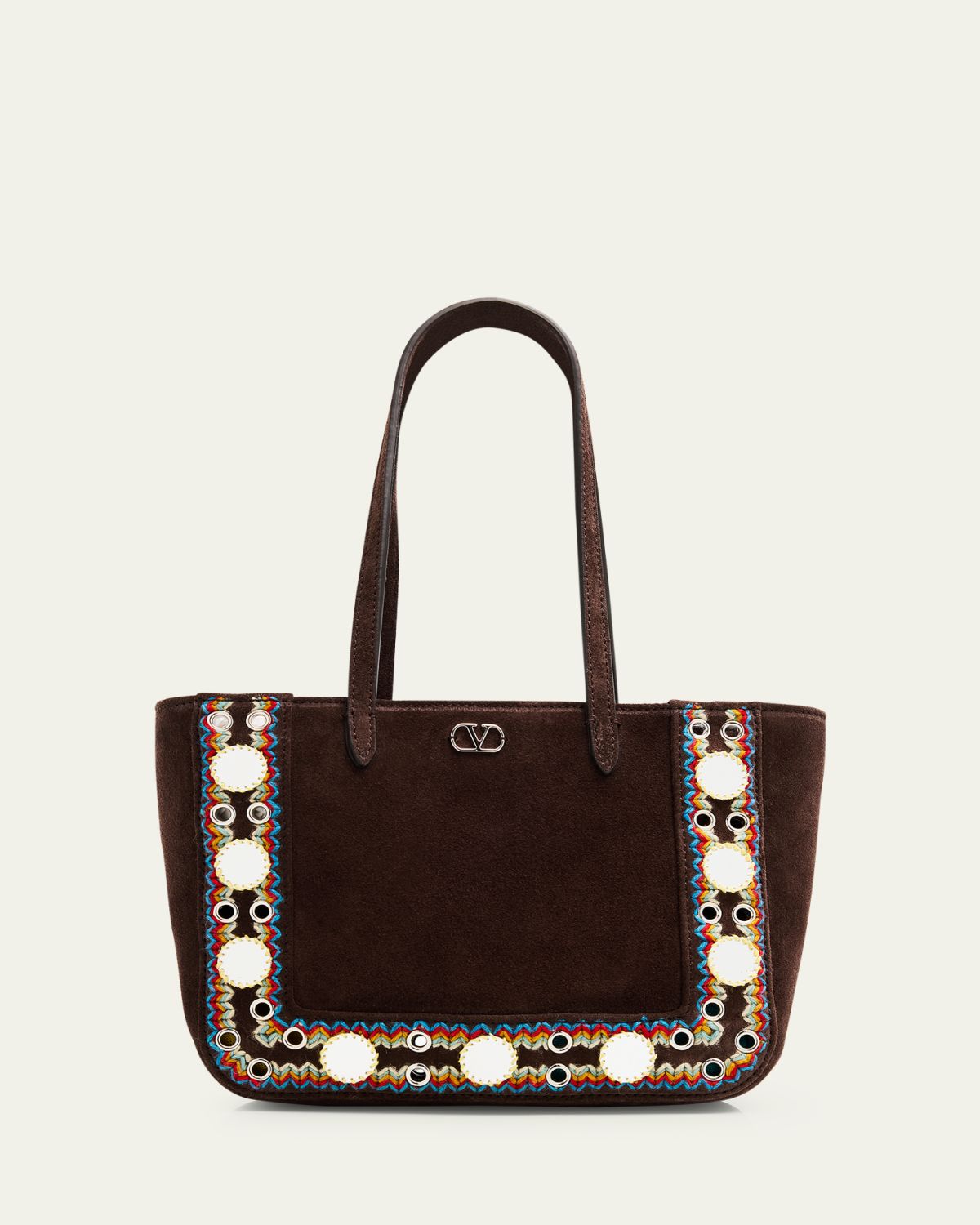 Valentino Garavani Nellcote Mirror-Embellished Suede Mini Tote Bag