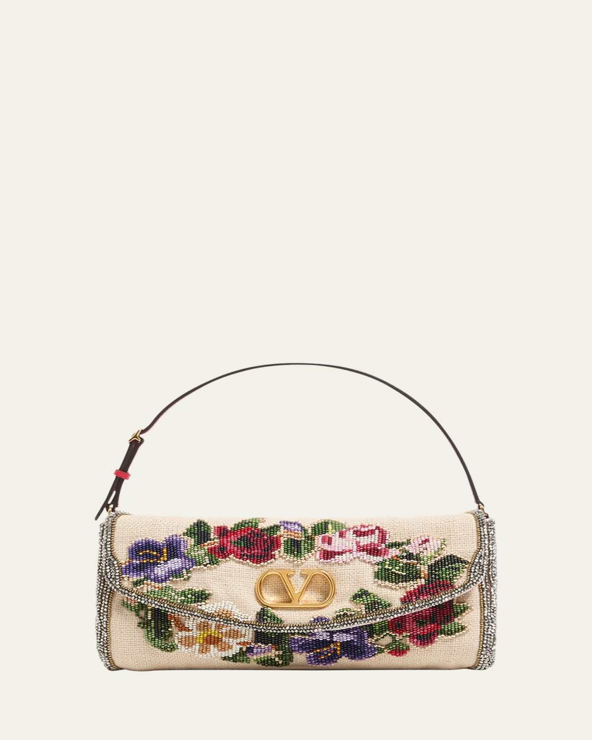 Valentino Garavani Vain Floral Beaded Shoulder Bag
