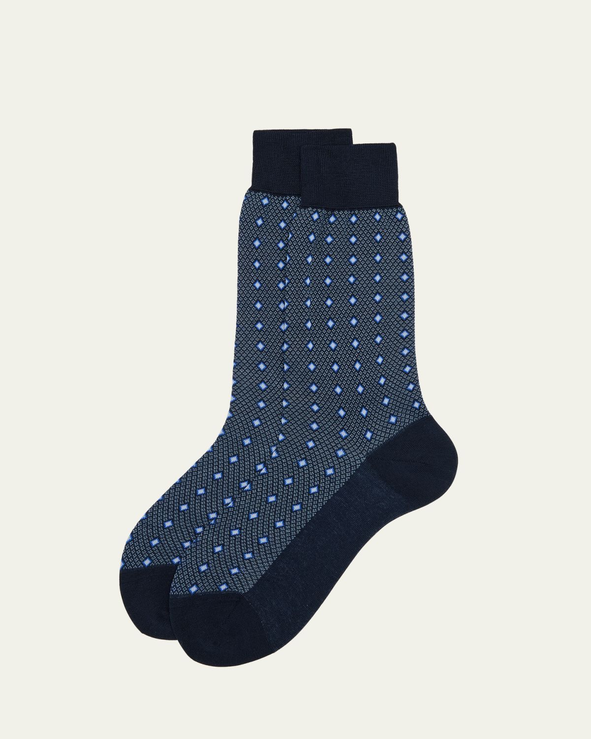 Bresciani Men's Cotton Diamond-Woven Crew Socks