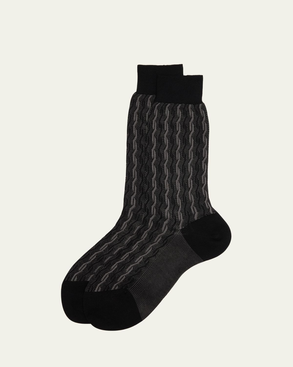 Bresciani Men's Cotton Cable Weave Crew Socks