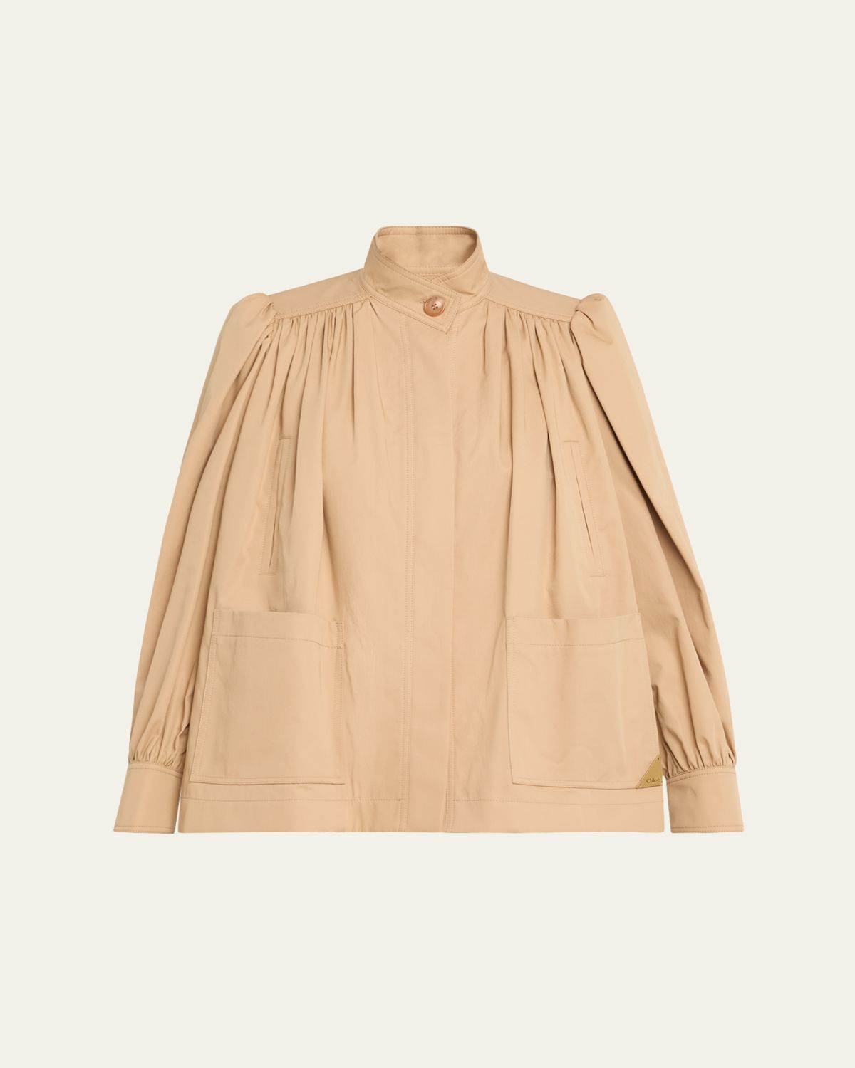 Chloe High-Neck Puff-Sleeve Jacket