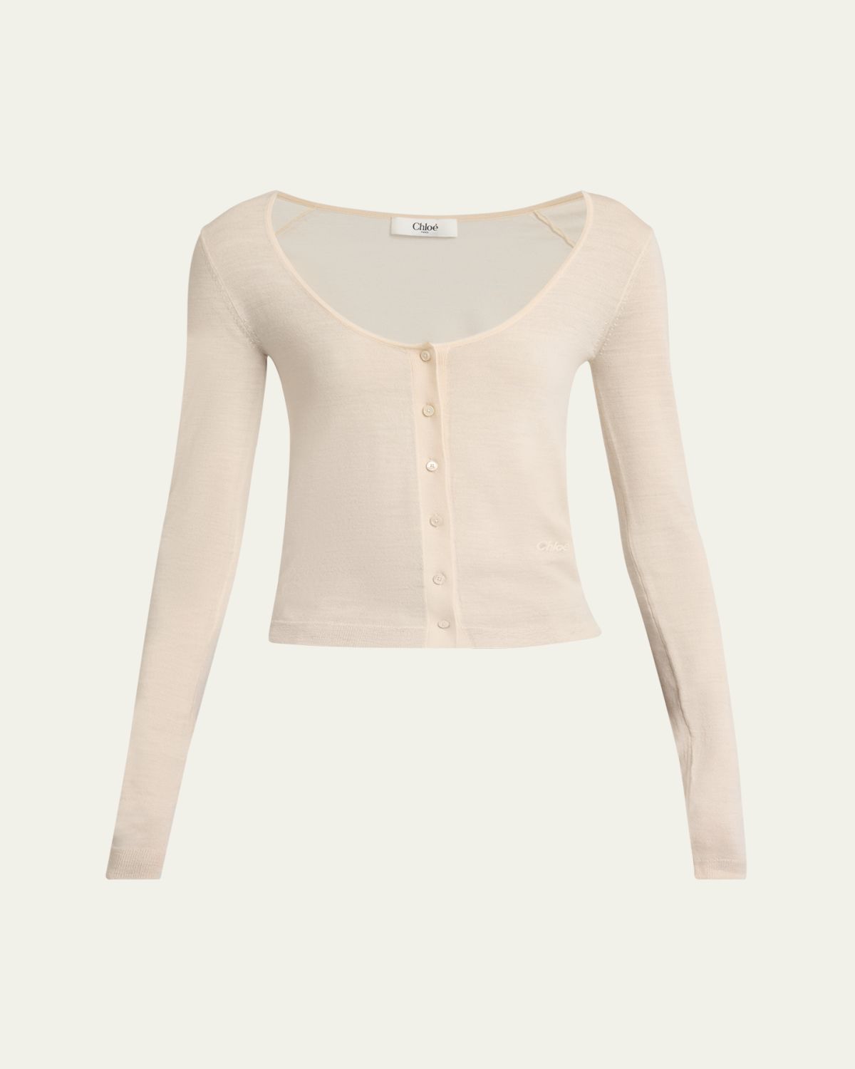 Chloe Scoop-Neck Fitted Wool Cardigan
