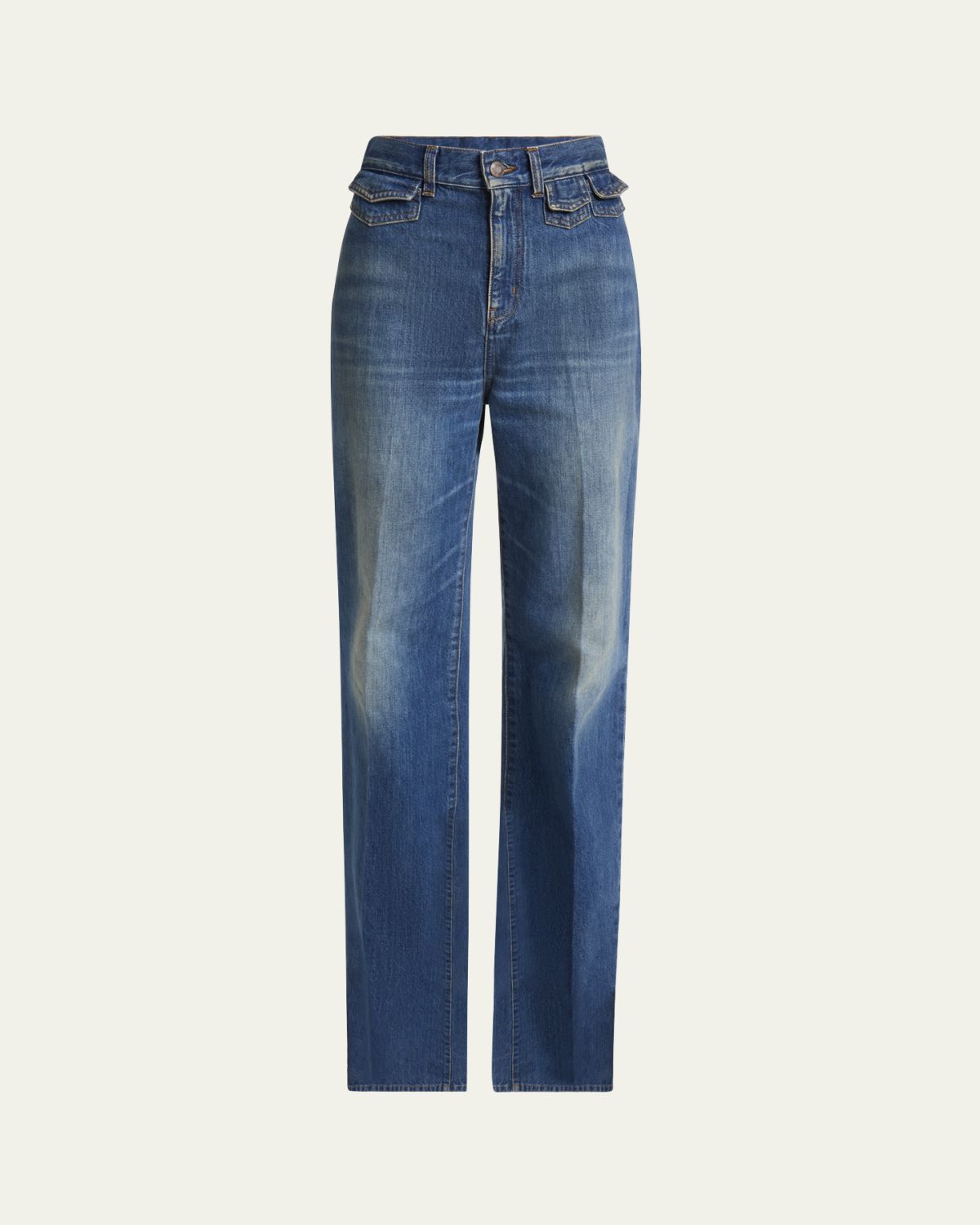 Chloe High-Waisted Flared Jeans with Flap Pockets