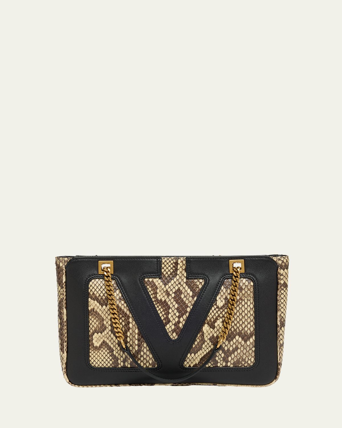 Valentino Garavani Viva Superstar Small Python & Leather Tote Bag