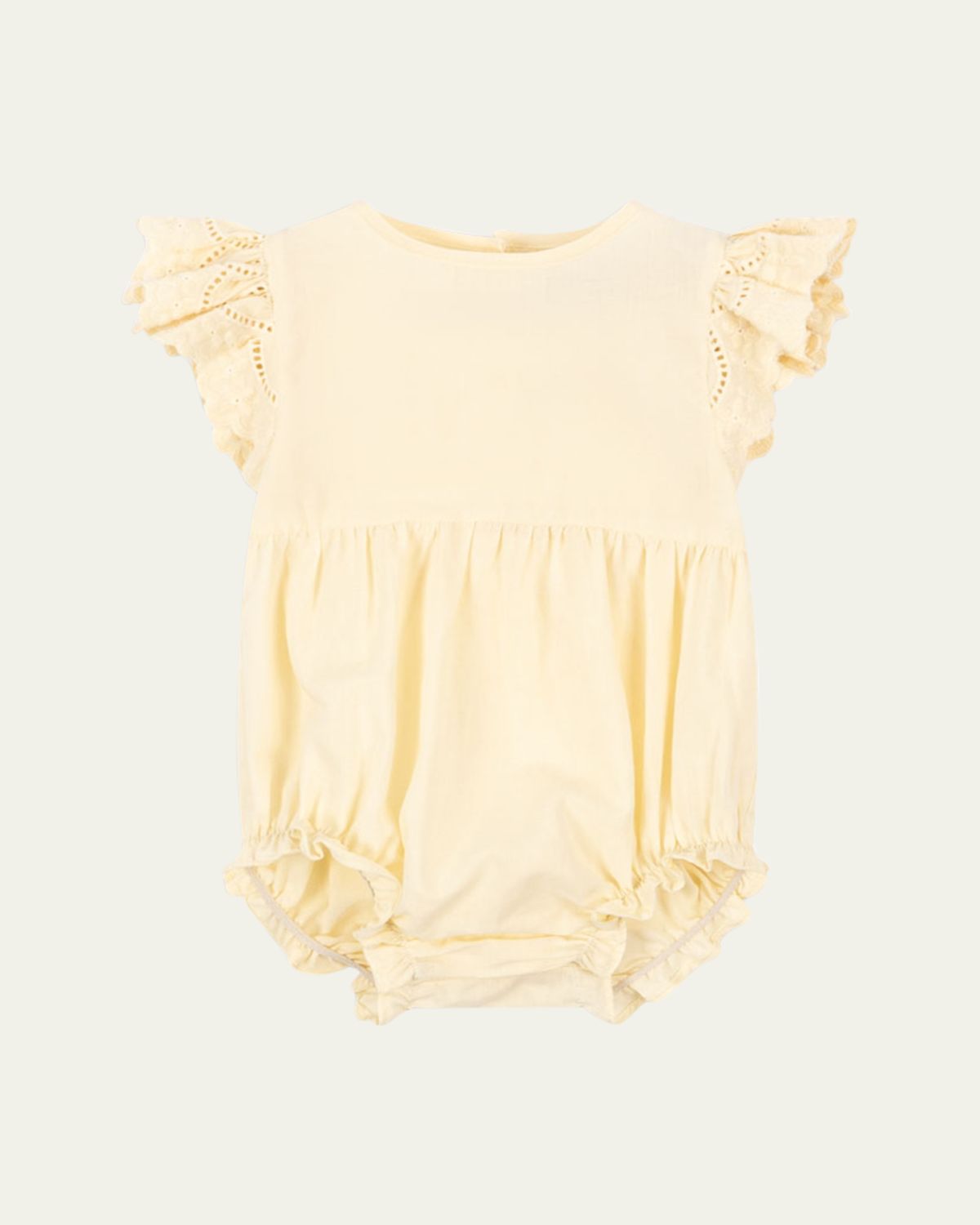 Konges Slojd Girl's Posey Scallop-Trim Romper, Size 3M-18M