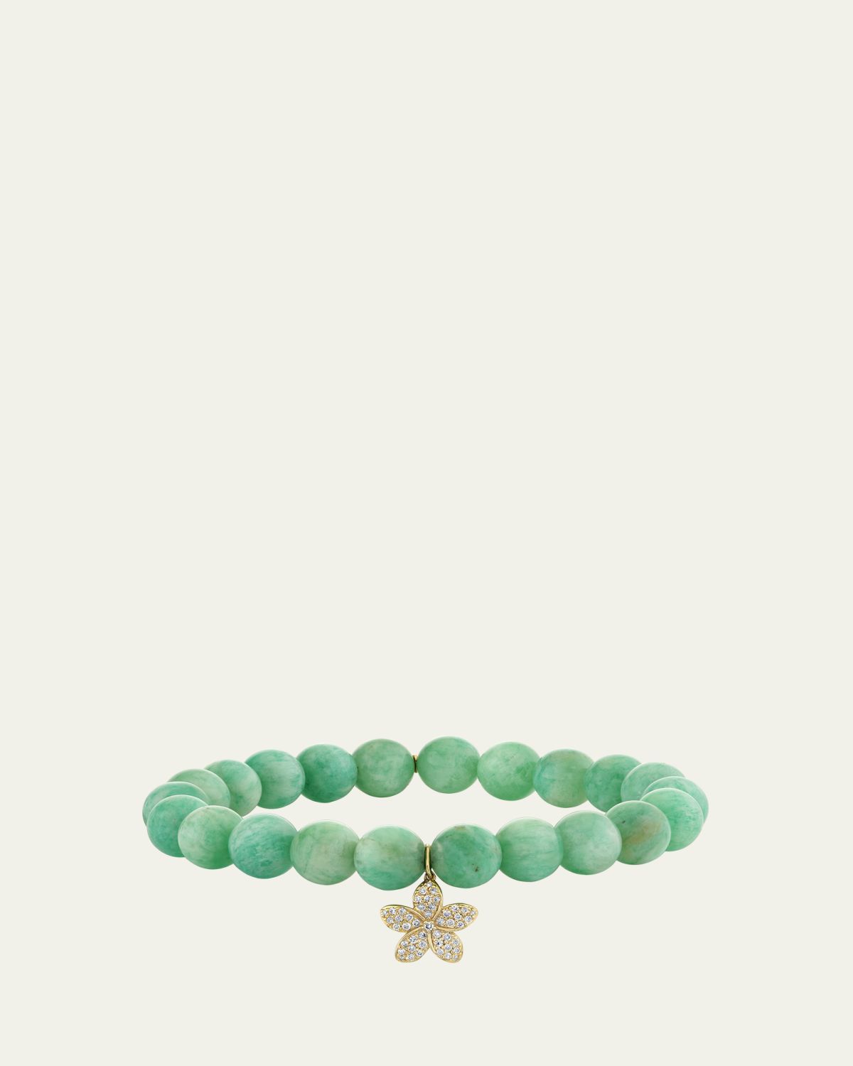 Sydney Evan 14K Yellow Gold Plumeria Charm and Russian Amazonite Bead Bracelet | Thumbnail 5