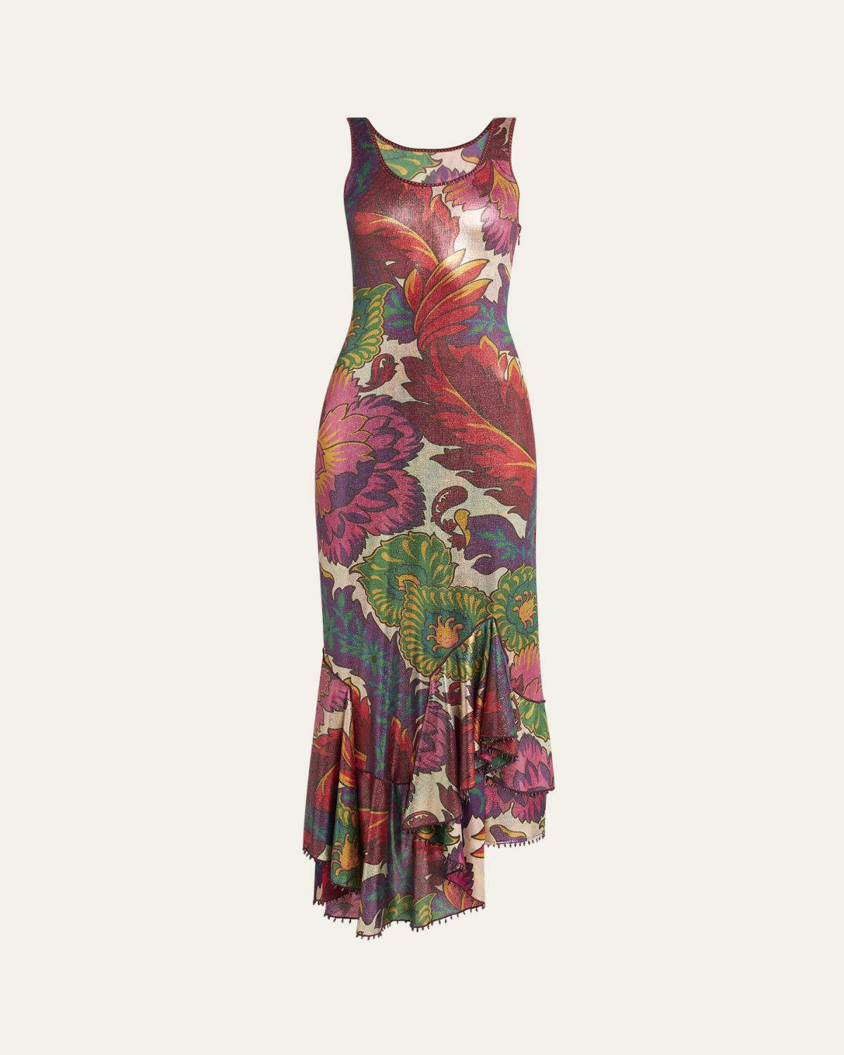 Etro Metallic Printed Sleeveless Maxi Dress