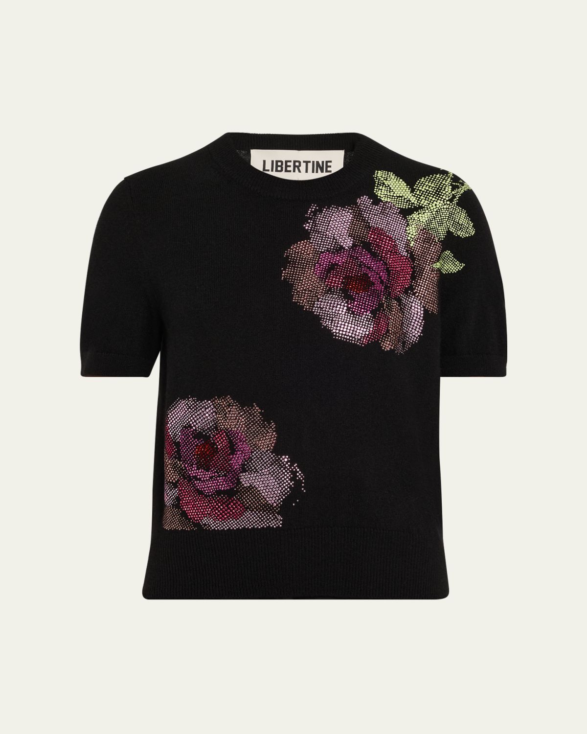 Libertine American Beauty Embellished Short-Sleeve Cashmere Sweater