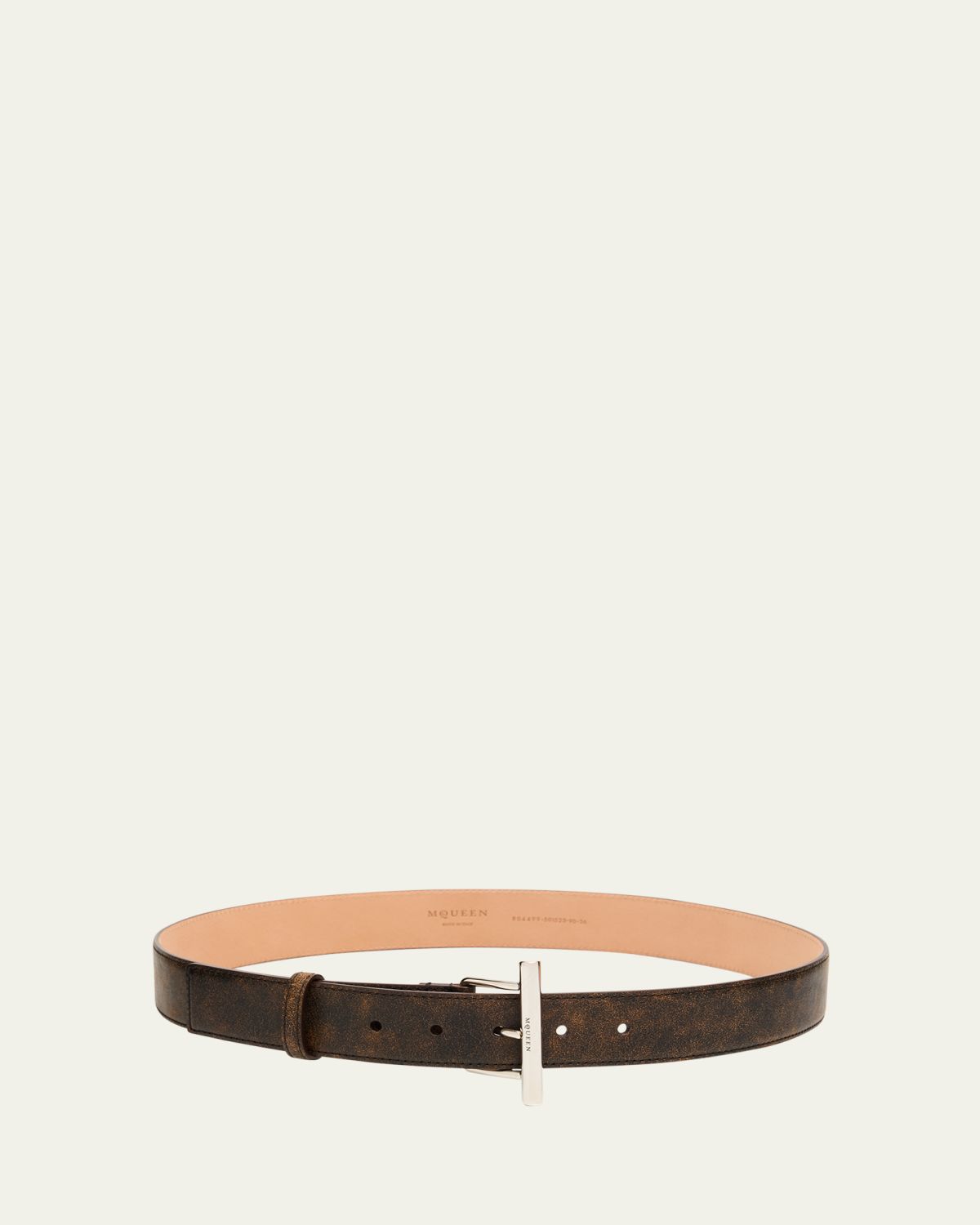McQueen T-Bar Skinny Leather Belt