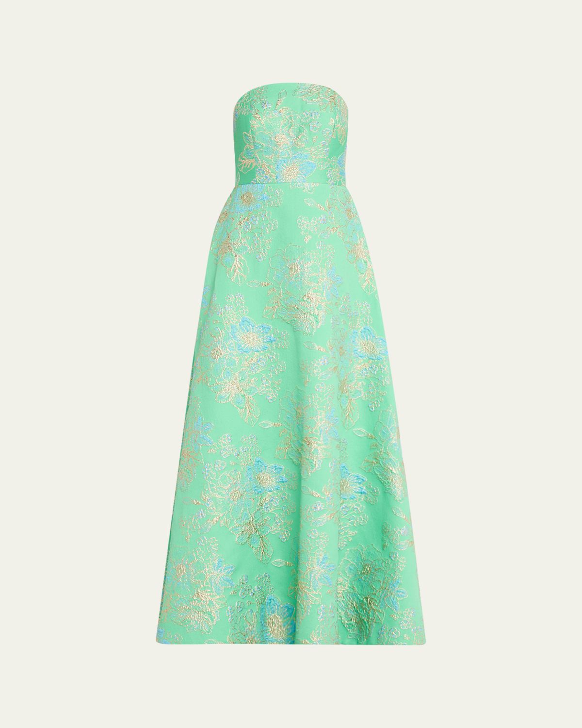 Rickie Freeman for Teri Jon Strapless Metallic Floral Jacquard Gown | Thumbnail 6