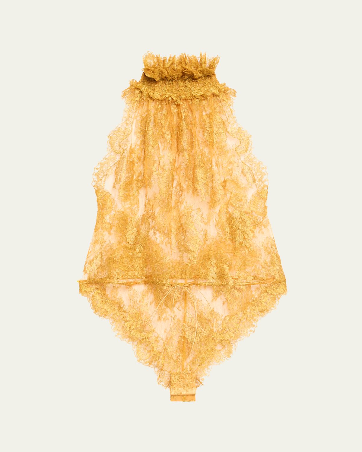 Saint Laurent Sleeveless High-Neck Lace Bodysuit