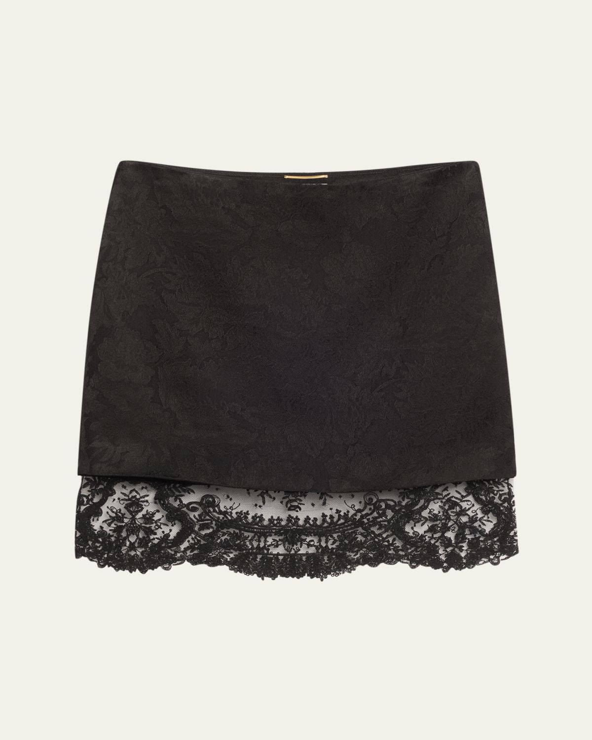 Saint Laurent Jacquard Lace Hem Mini Skirt