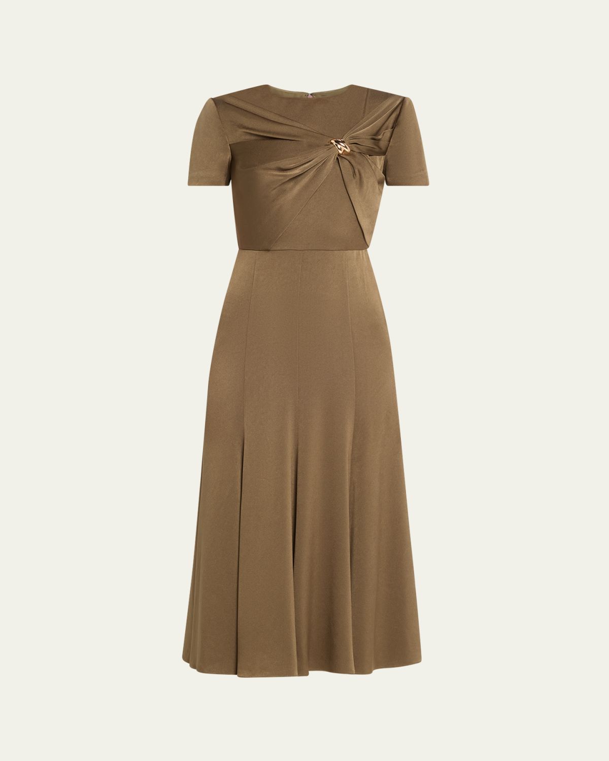 Roland Mouret Draped Satin Crepe Midi Dress
