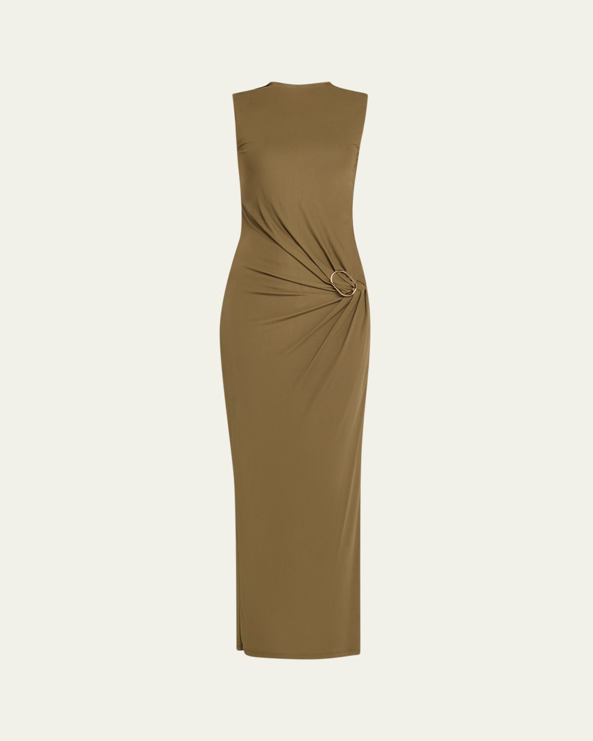 Roland Mouret Sleeveless Viscose Knit Maxi Dress with Buckle
