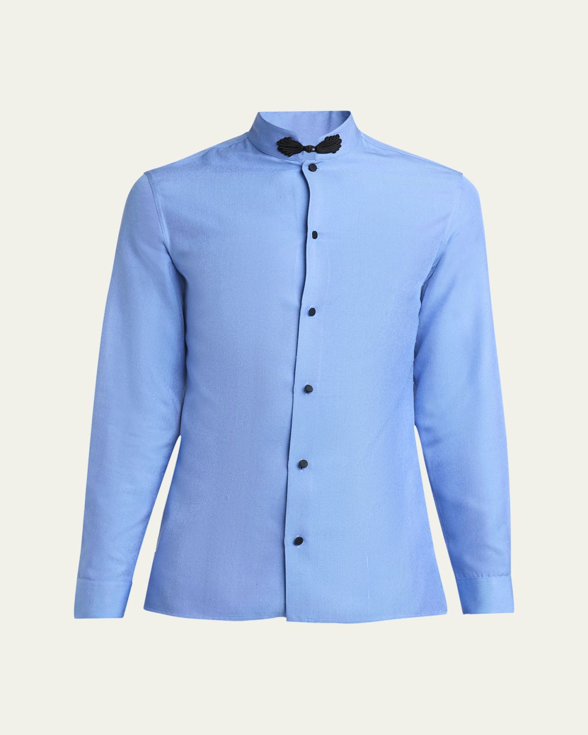 Valentino Garavani Men's Silk Shantung Toggle Band-Collar Sport Shirt