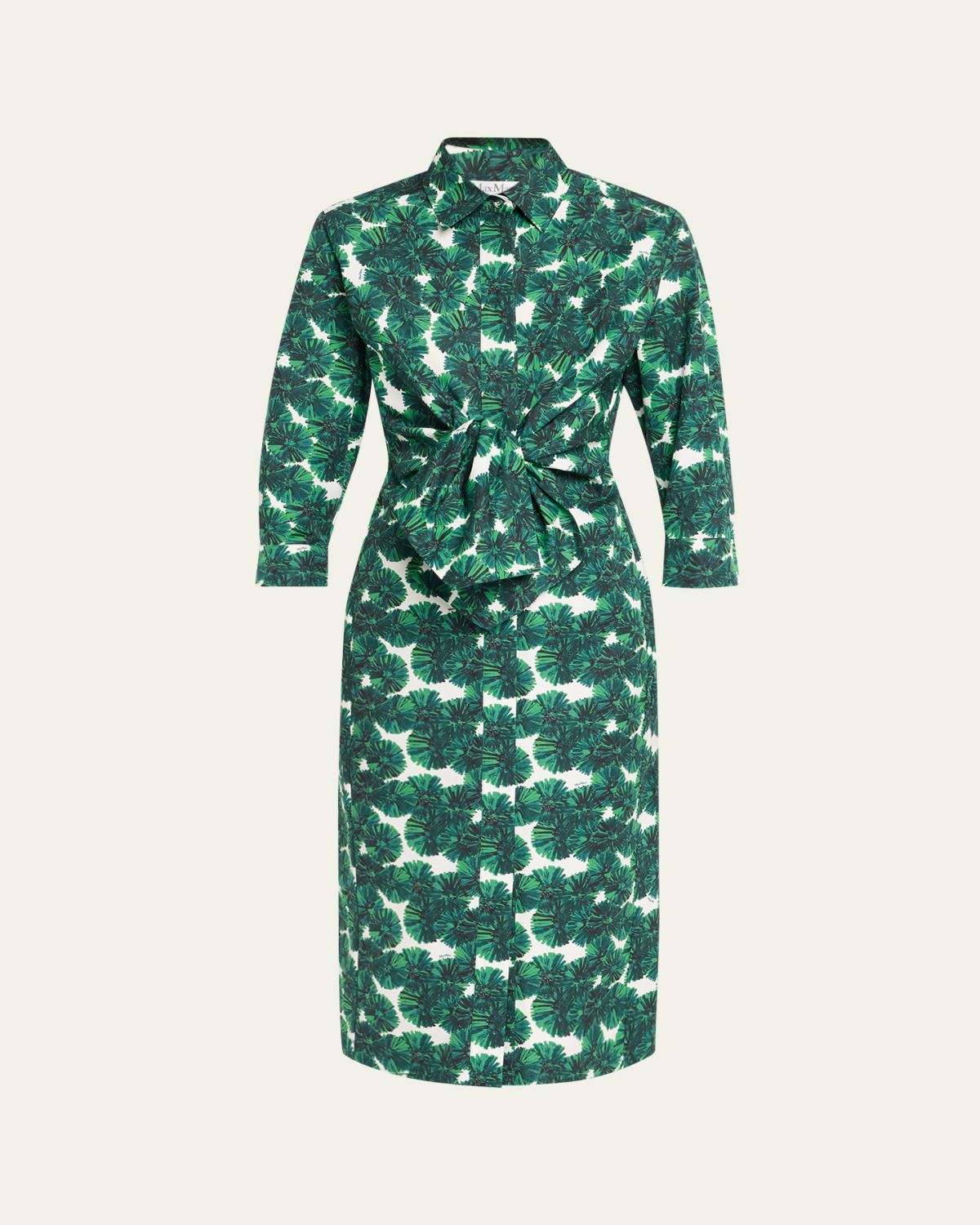 Max Mara Maremma Floral Waist-Tie Midi Shirtdress
