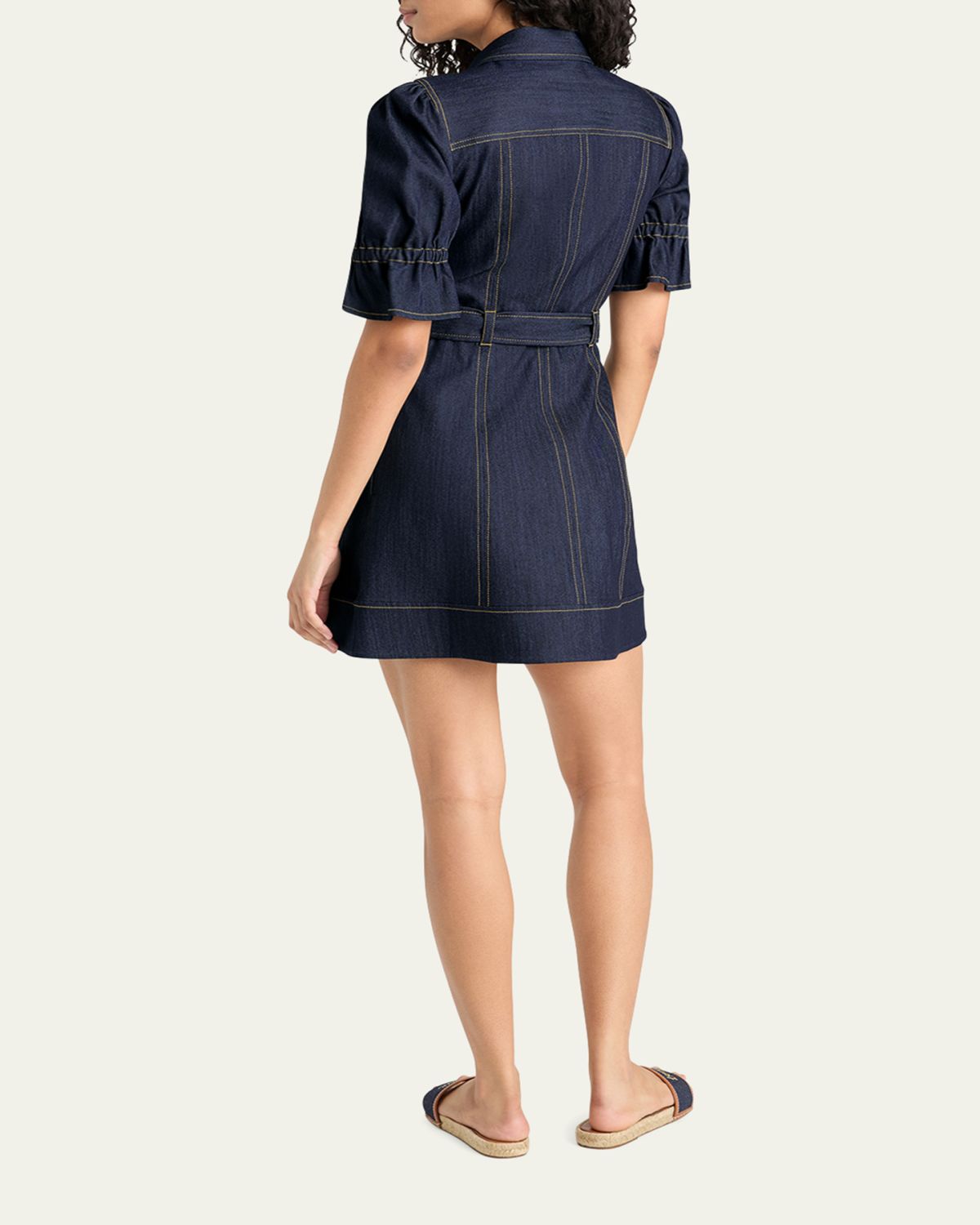 Cinq a Sept Holly Denim Puff-Sleeve Mini Dress | Thumbnail 3 Cinq a Sept Holly Denim Puff-Sleeve Mini Dress | Thumbnail 3