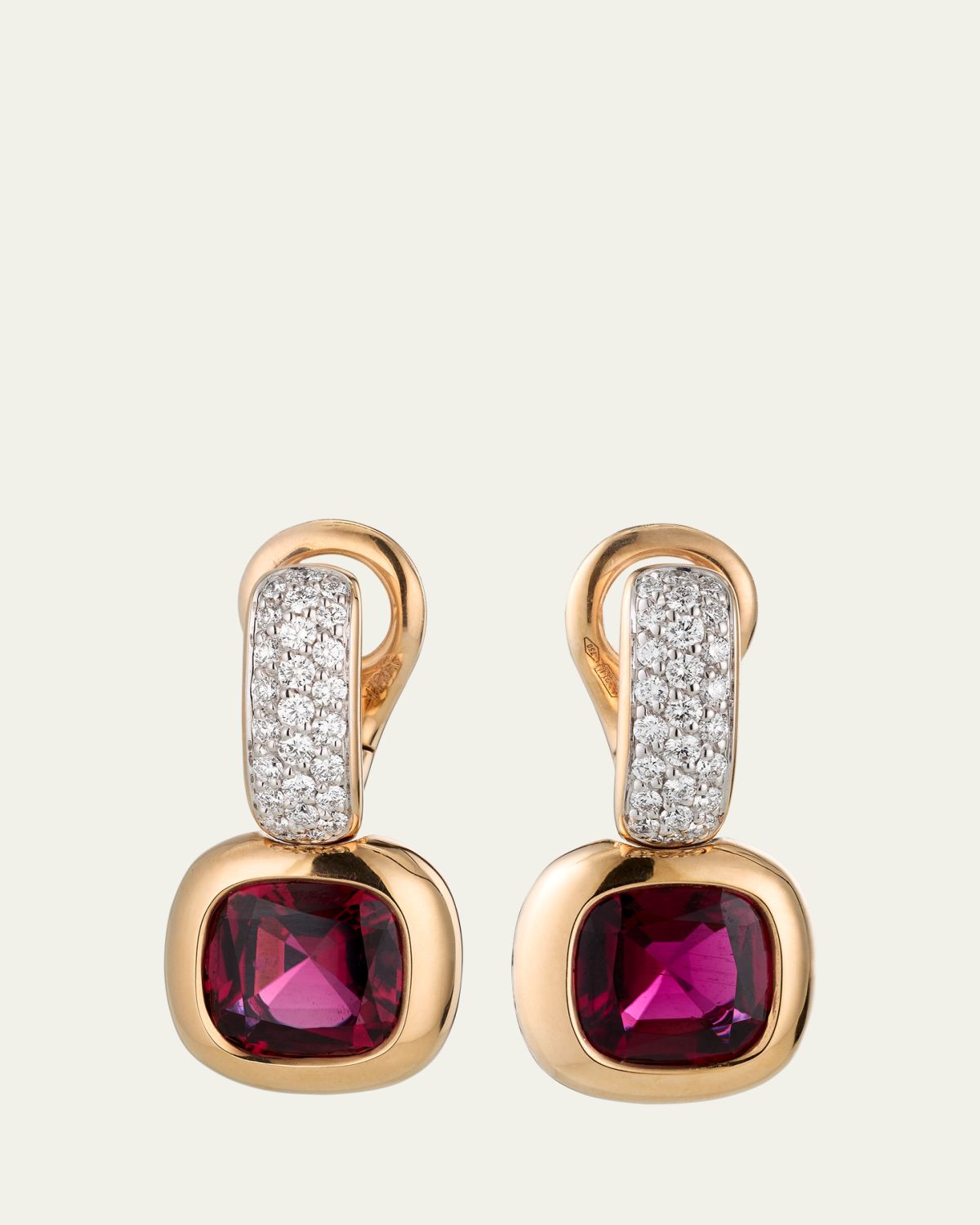 Pomellato Nudo 18K Diamond and Rubellite Drop Earrings