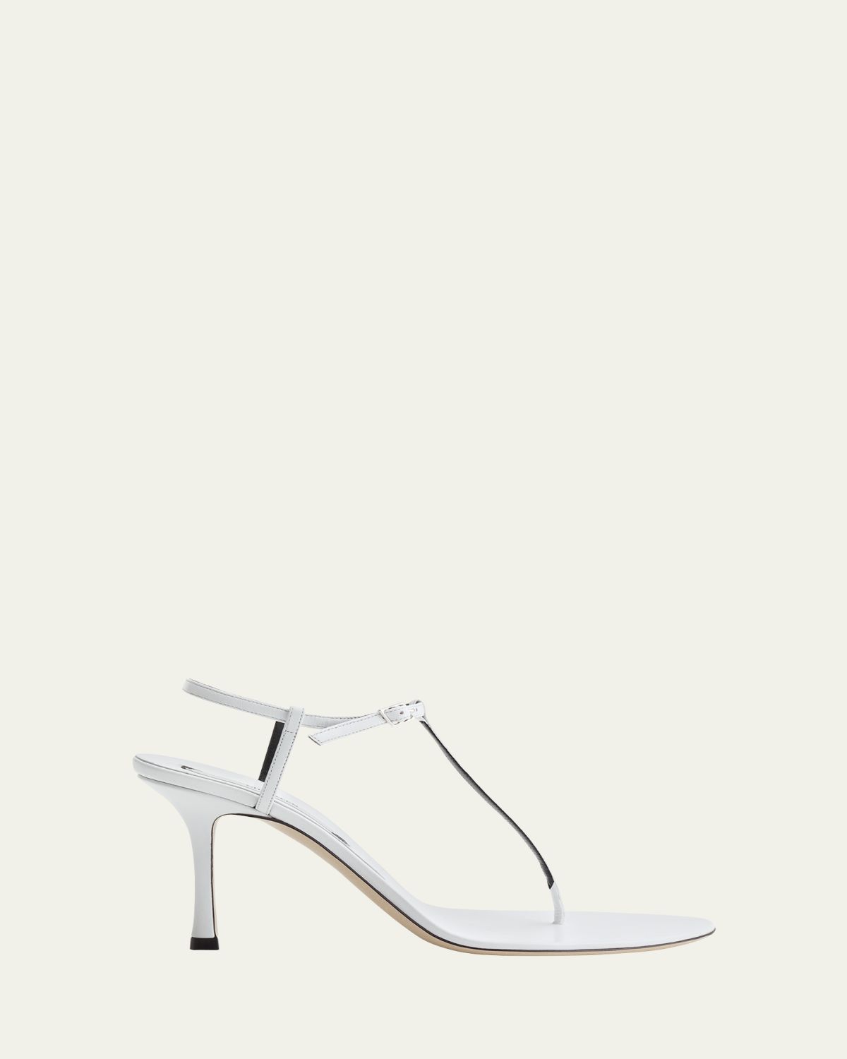 Christen Mono Leather T-Strap Stiletto Sandals