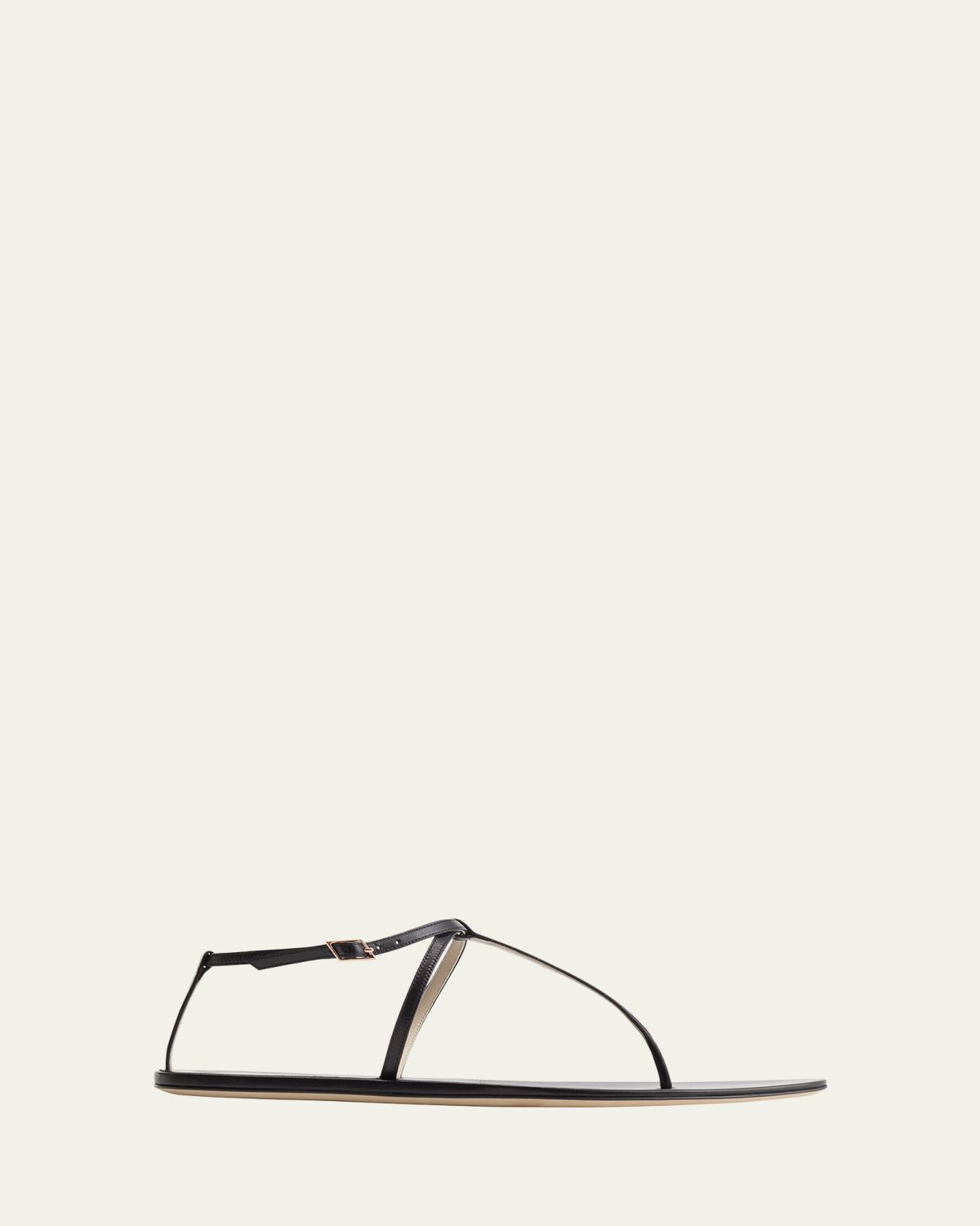 Christen Mono Leather T-Strap Flat Sandals