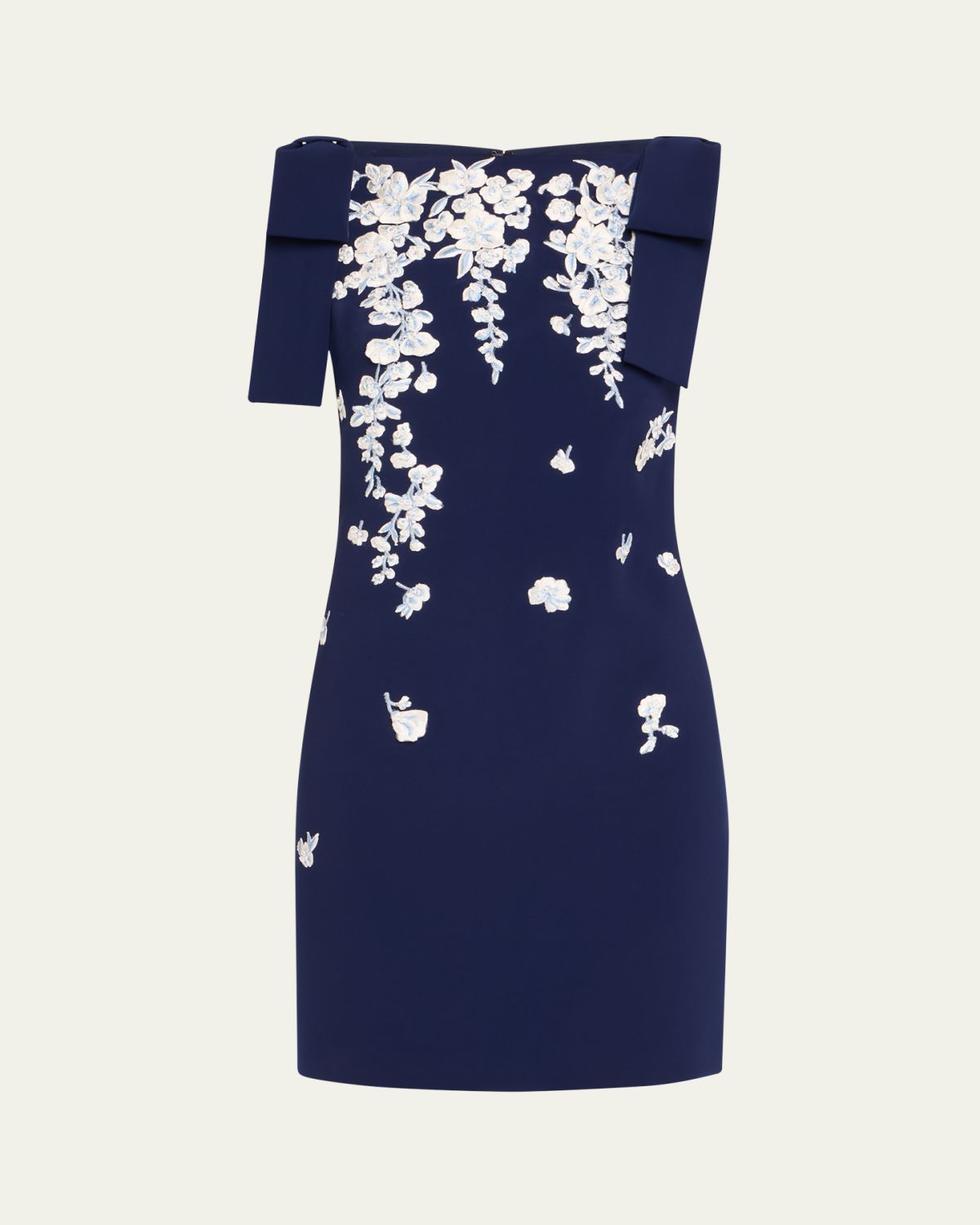 Carolina Herrera Embroidered Applique Bow Mini Dress