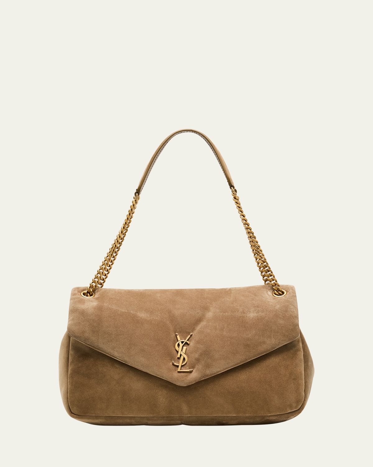 Saint Laurent Calypso Large YSL Chain Shoulder Bag in Suede