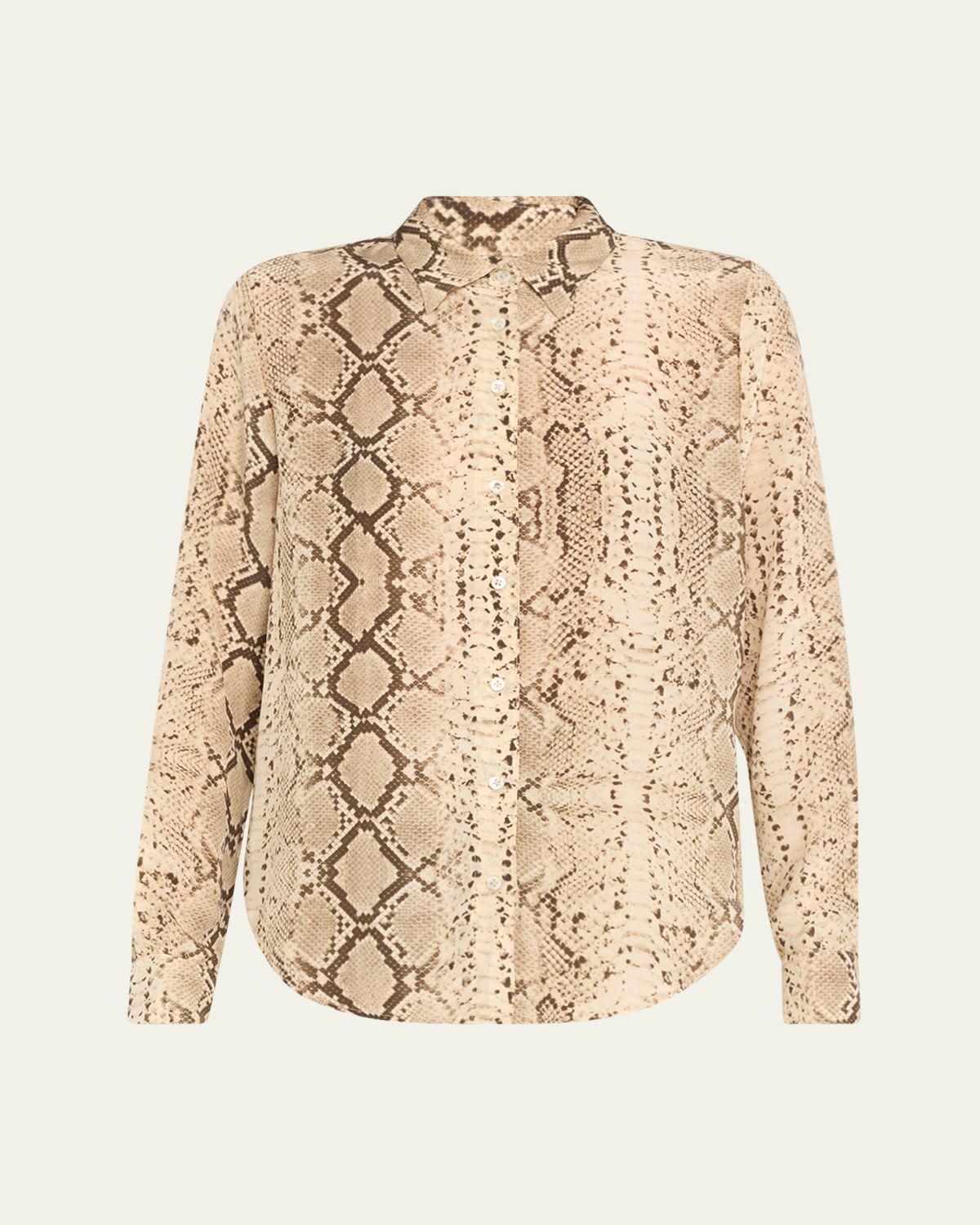 SPRWMN Snake Fitted Button-Front Silk Shirt