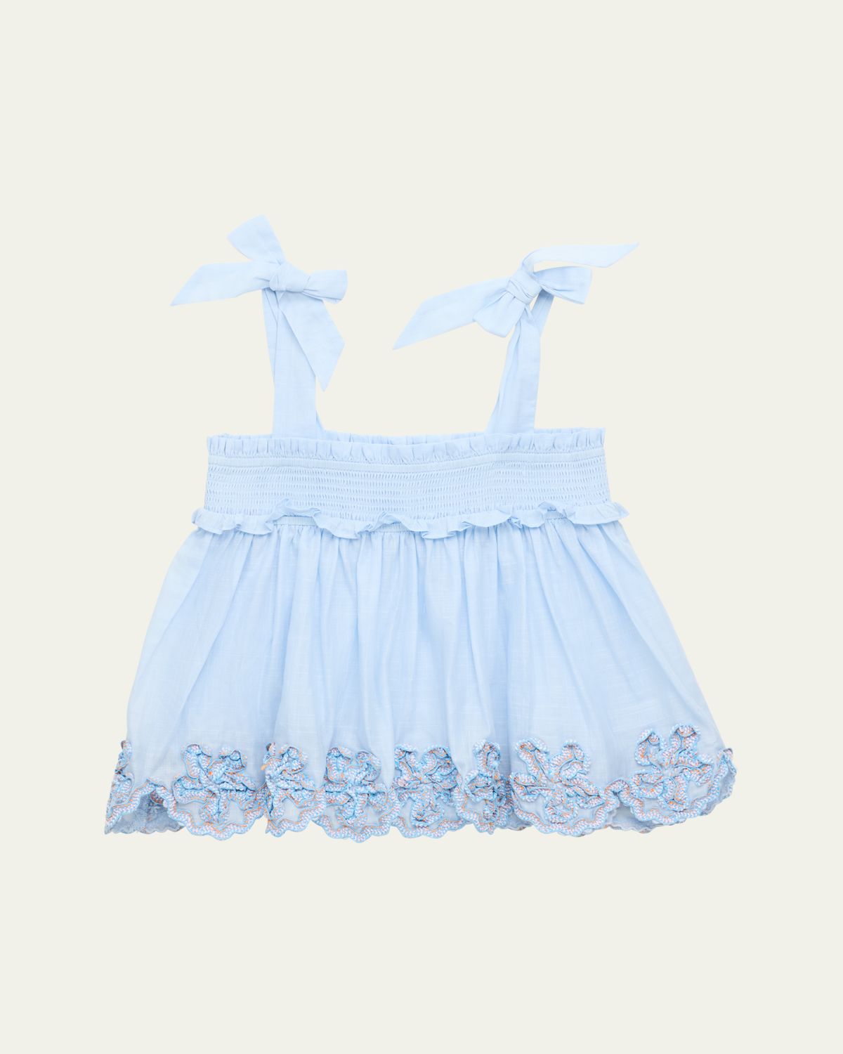 Zimmermann Girl's Cascadian Ruffle Smocked Top, Size 2-12