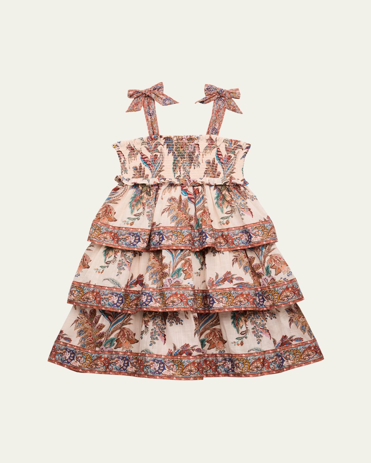 Zimmermann Girl's Rhiannon Paisley-Print Tiered Dress, Size 1-12