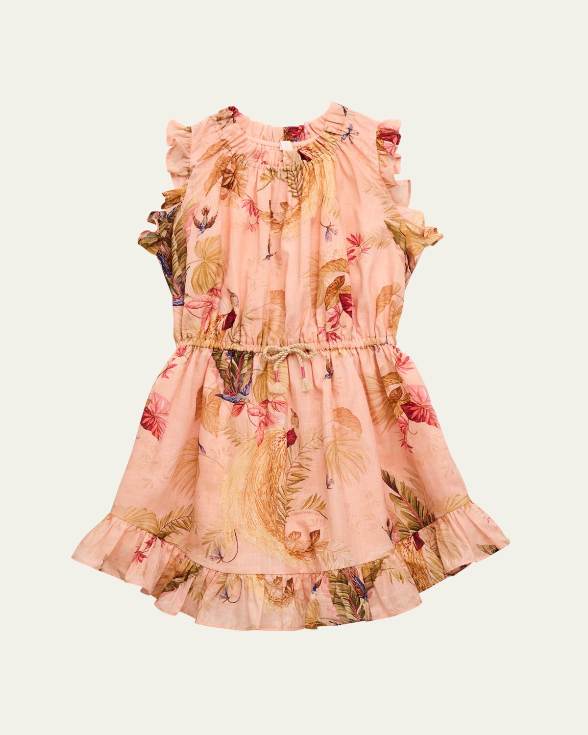 Zimmermann Girl's Rhiannon Feather-Print Dress, Size 1-12