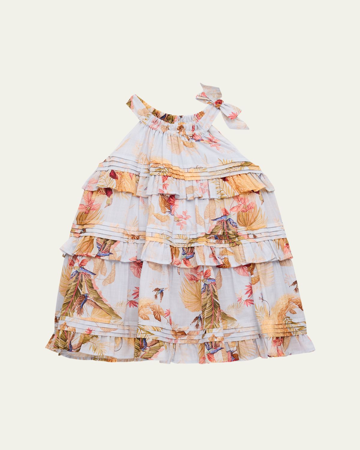 Zimmermann Girl's Rhiannon Floral-Print Tiered Dress, Size 1-12