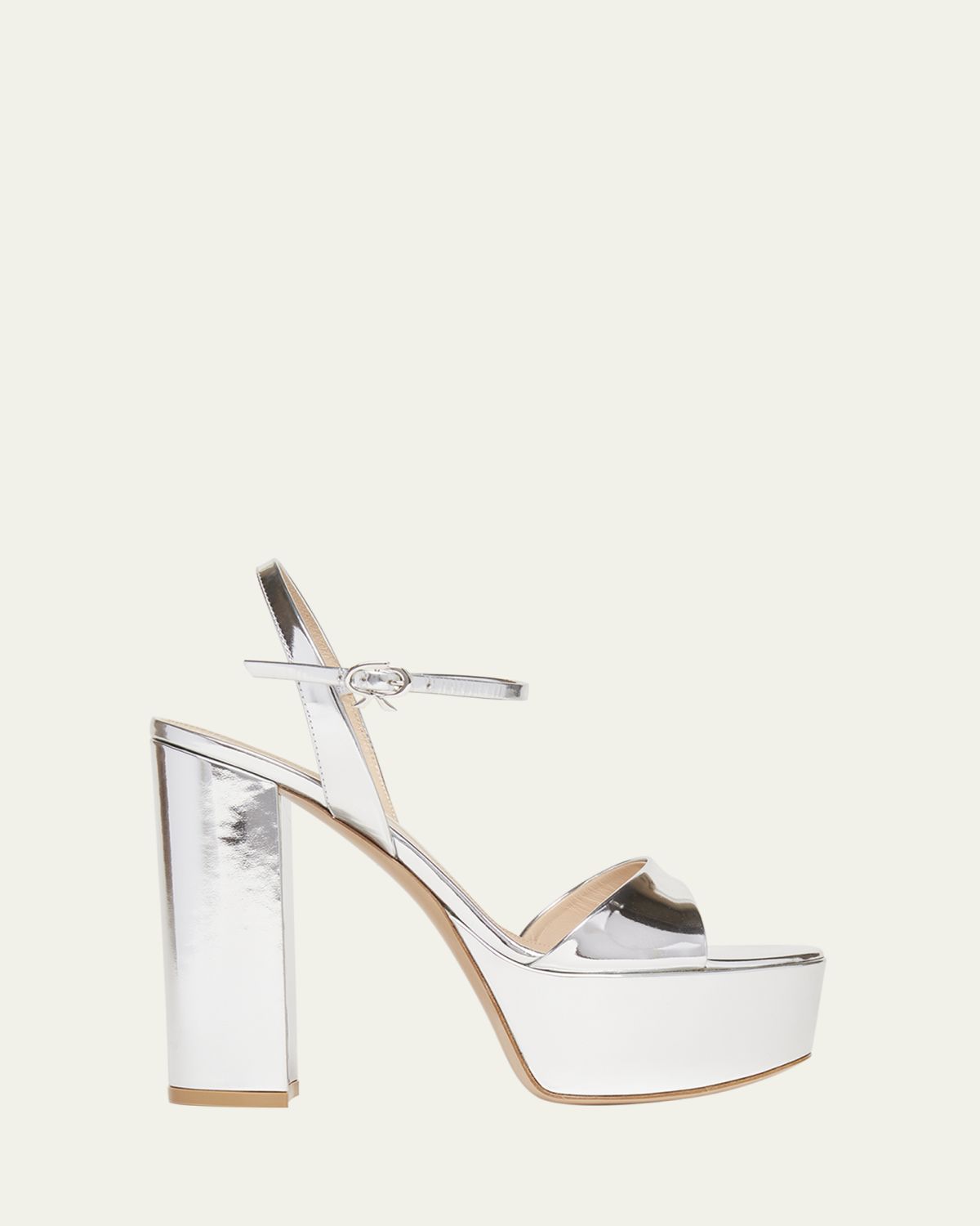 Gianvito Rossi Metallic Ankle-Strap Platform Sandals