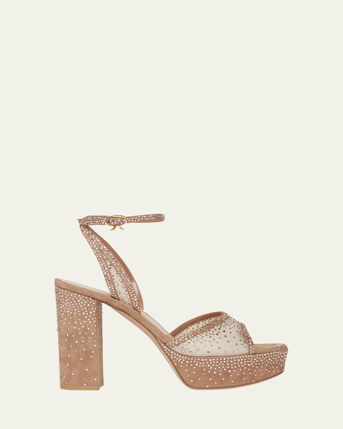 Gianvito Rossi Strass Organza Ankle-Strap Platform Sandals