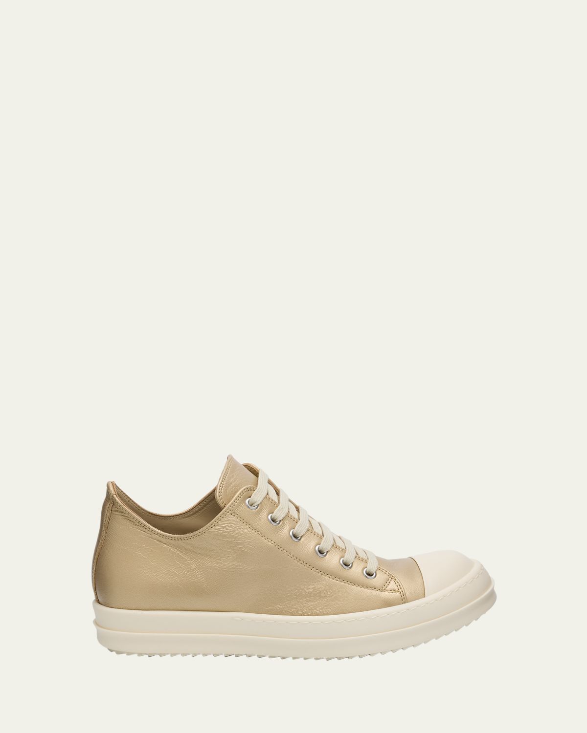 Rick Owens Metallic Leather Low Top Sneakers