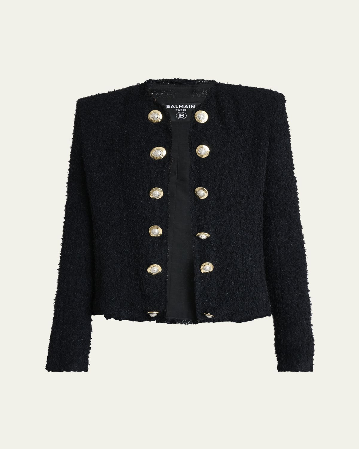 Balmain Two-Tone Button Tweed Spencer Jacket