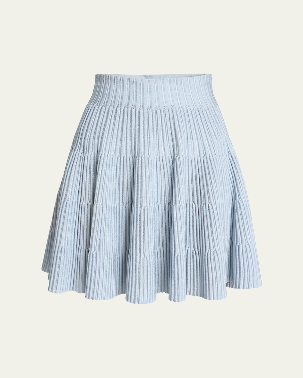 Balmain Pleated Knit Flare Mini Skirt