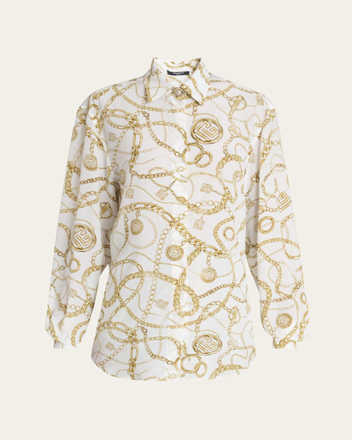 Balmain Chain Print Silk Blouse