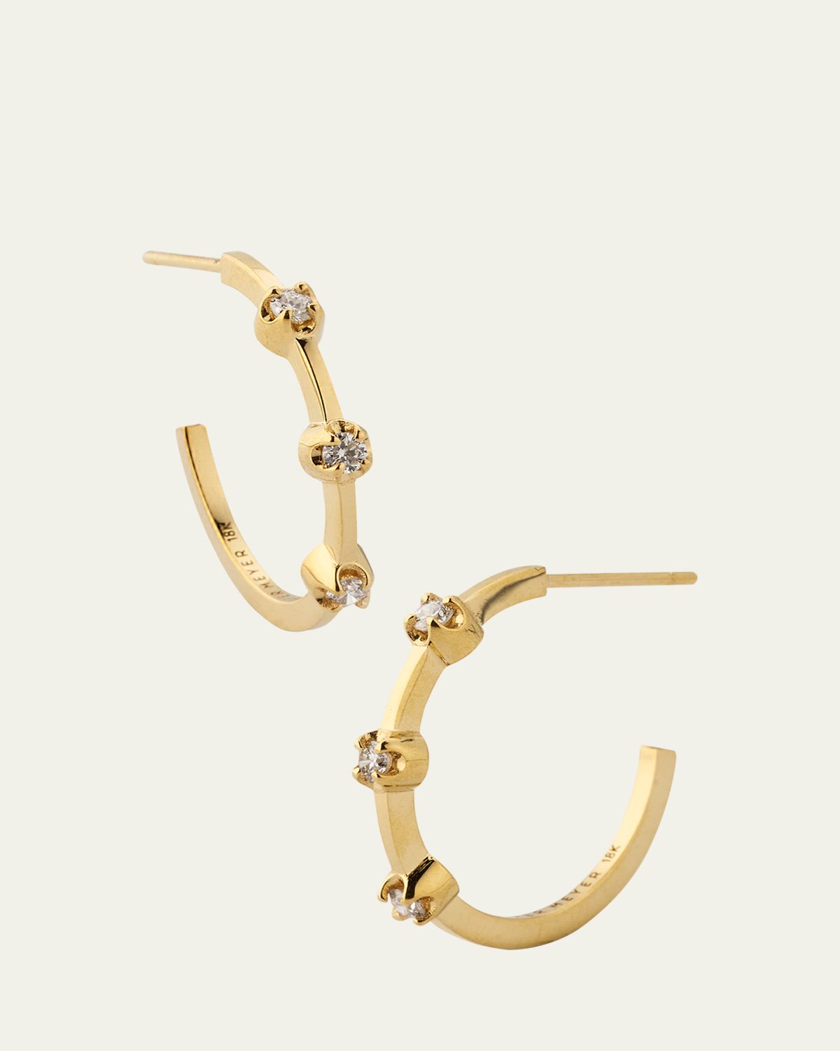 Jennifer Meyer Small Diamond Hoop Earrings | Thumbnail 5