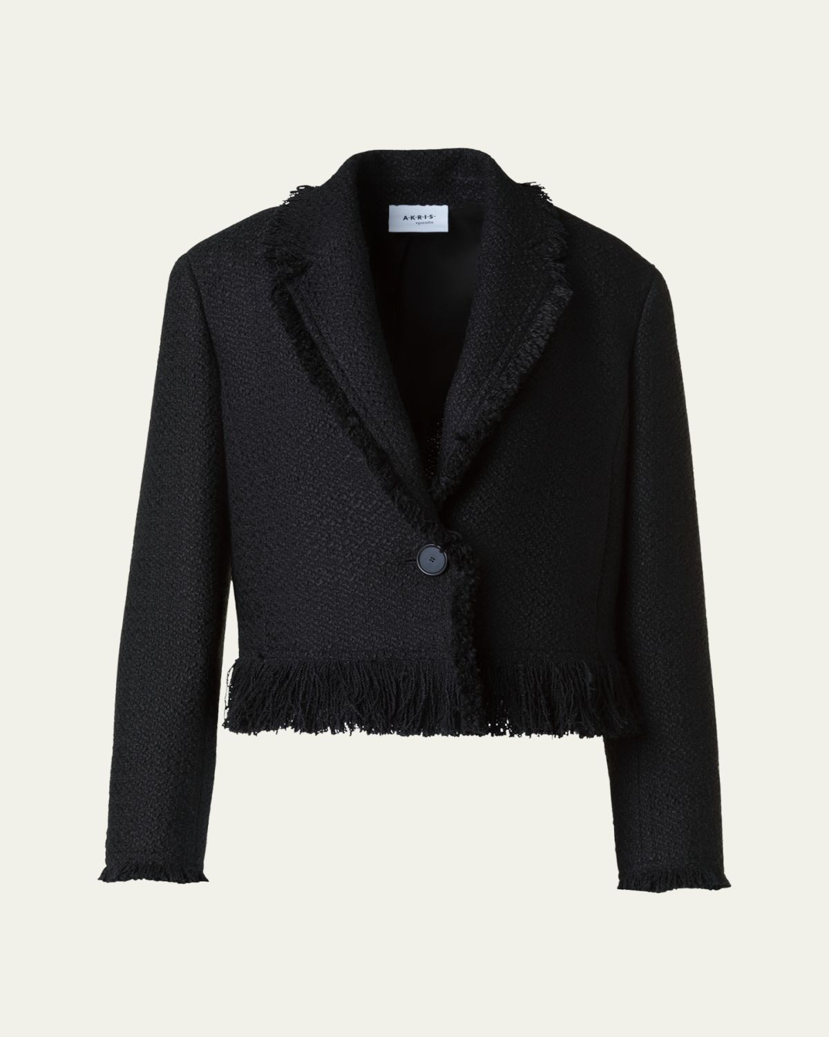 Akris punto Fringed Boucle Tweed Crop Jacket