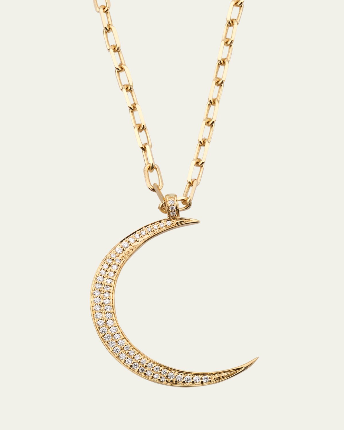 Sydney Evan 14K Gold Diamond Large Moon Pendant Necklace