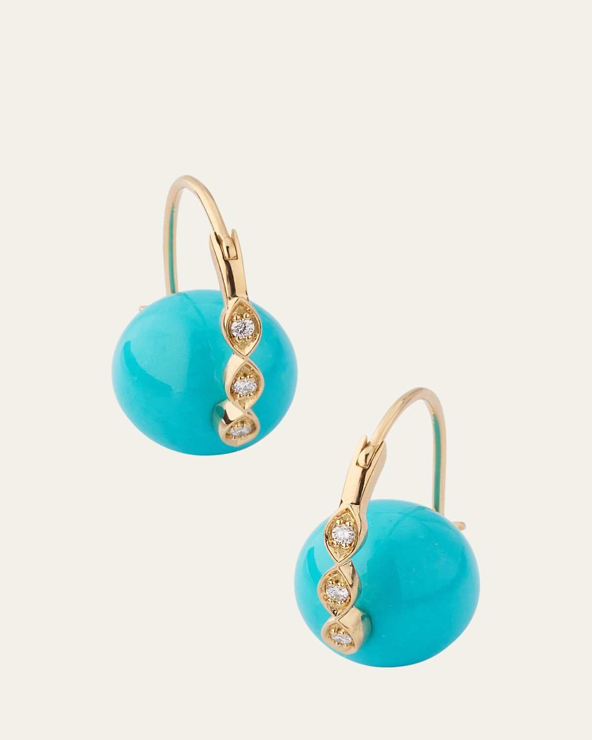 Sydney Evan 14K Turquoise Beaded Earrings with Diamond Marquise Eyes