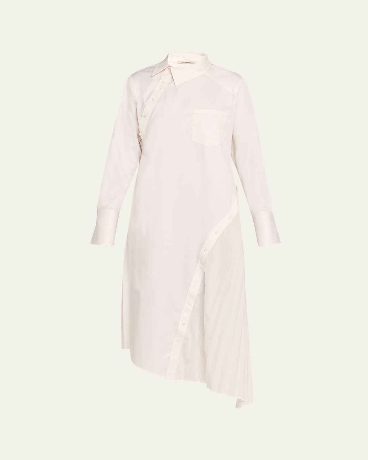 Peter Do Marlow Asymmetric Button-Down Pleated Maxi Shirtdress