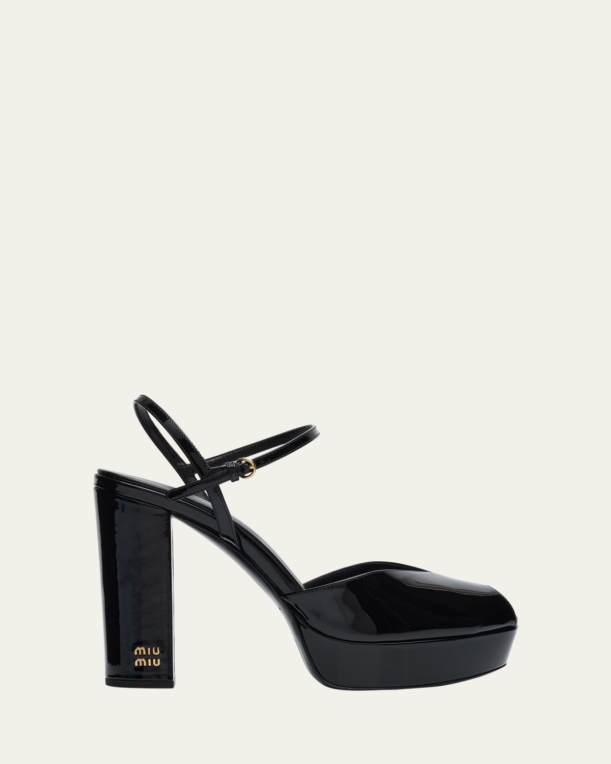Miu Miu Patent Leather Block-Heel Platform Sandals