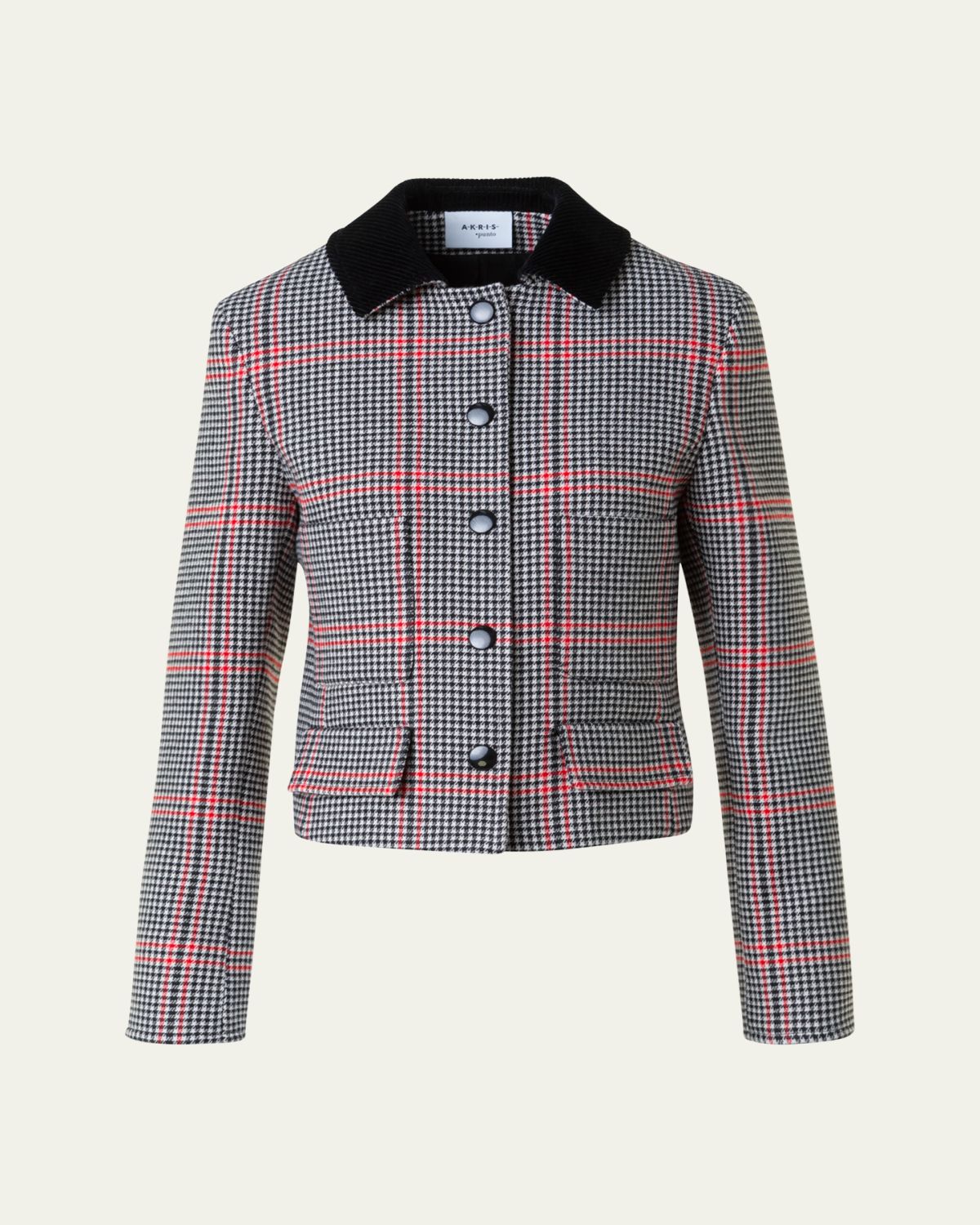 Akris punto Contrast Collar Houndstooth Boxy Jacket