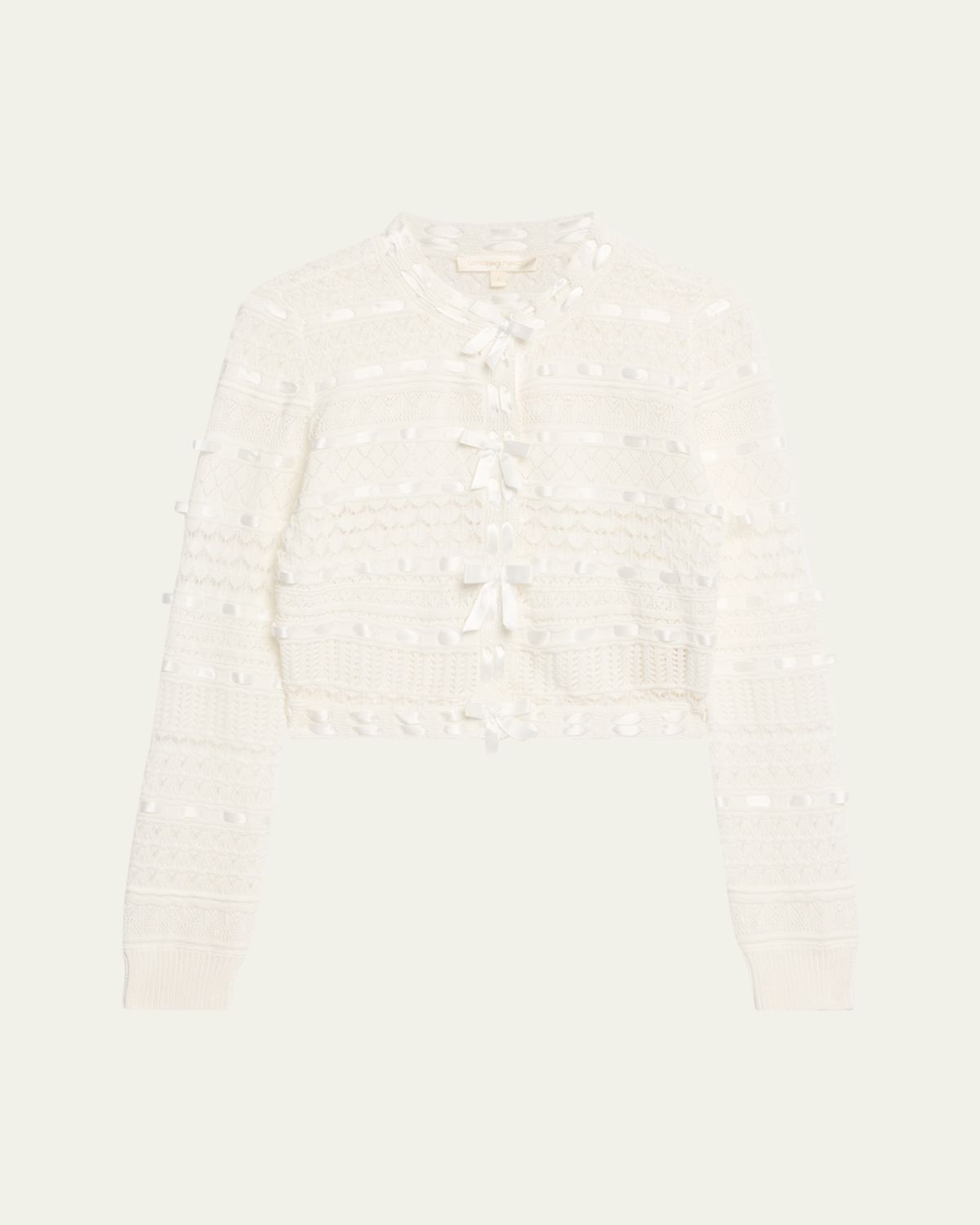 LoveShackFancy Roselline Cotton Ribbon Cardigan