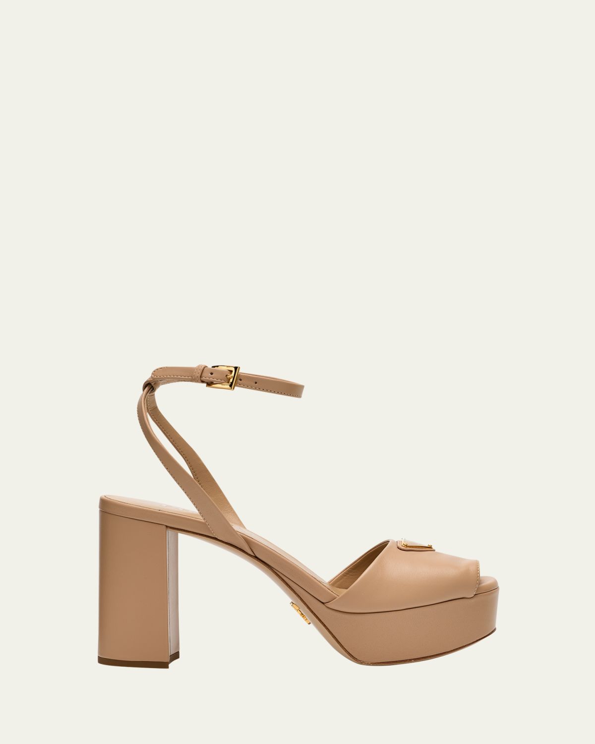 Prada Nappa Triangle Peep-Toe Platform Sandals - Women's Shoes