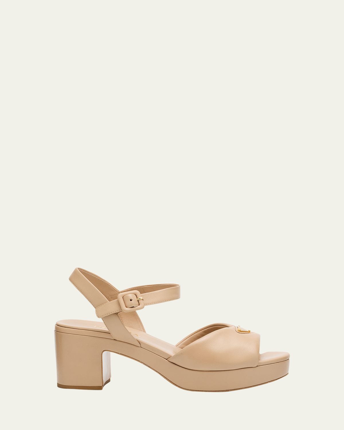 Prada Soft Nappa Ankle Strap Platform Sandals