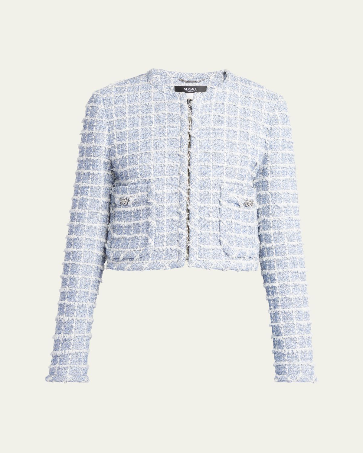 Versace Boucle Windowpane Tweed Jacket